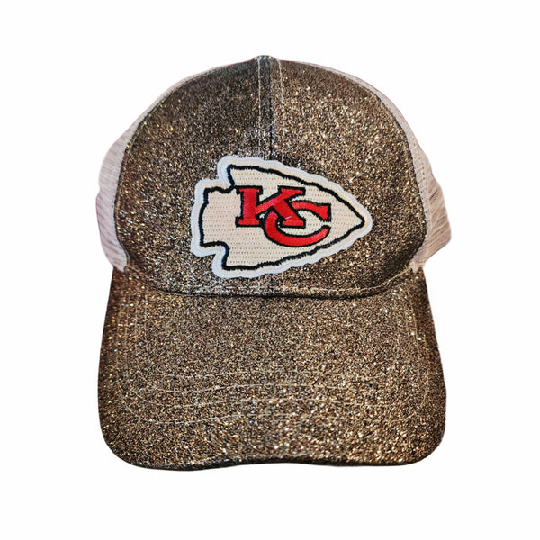 KC Chiefs Gold Sparkle Snap Mesh Trucker Hat Cap