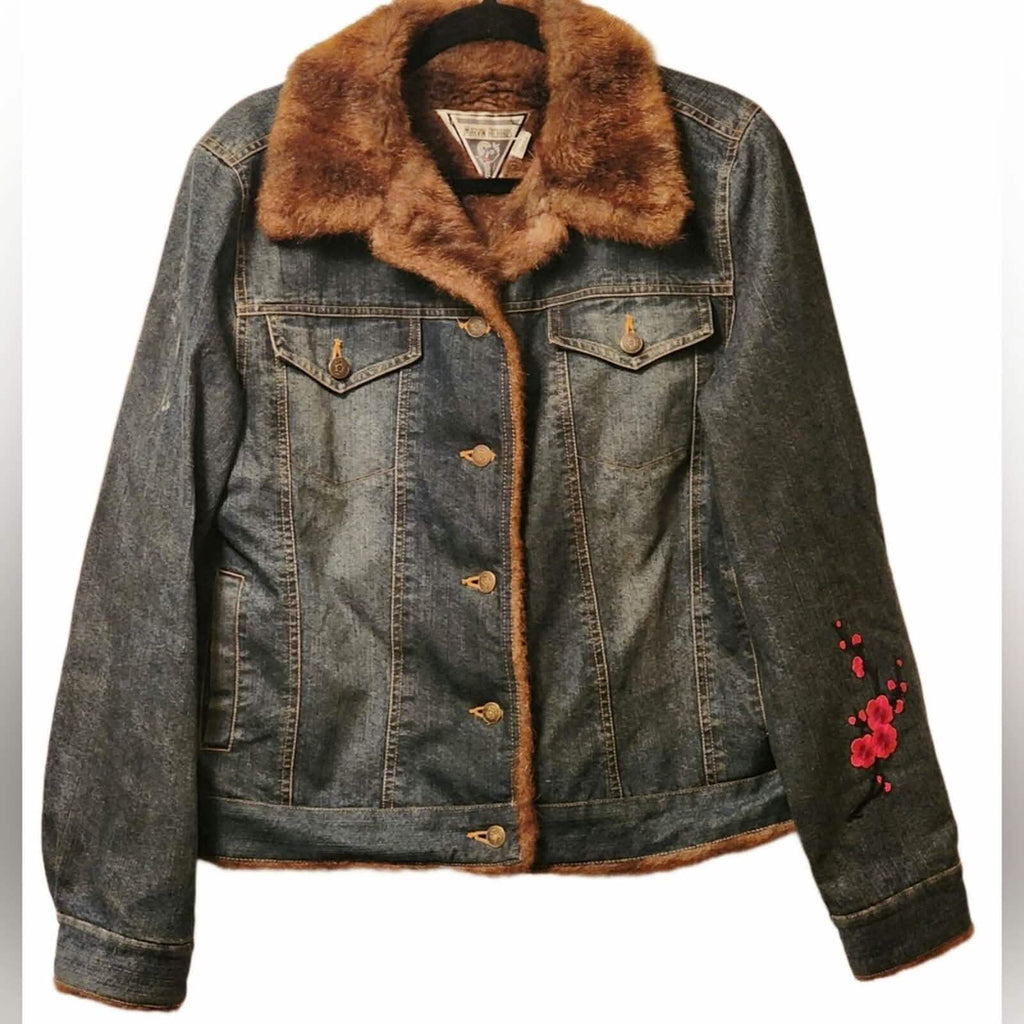 Marvin Richards Denim Jacket with Faux Fur deals Lining