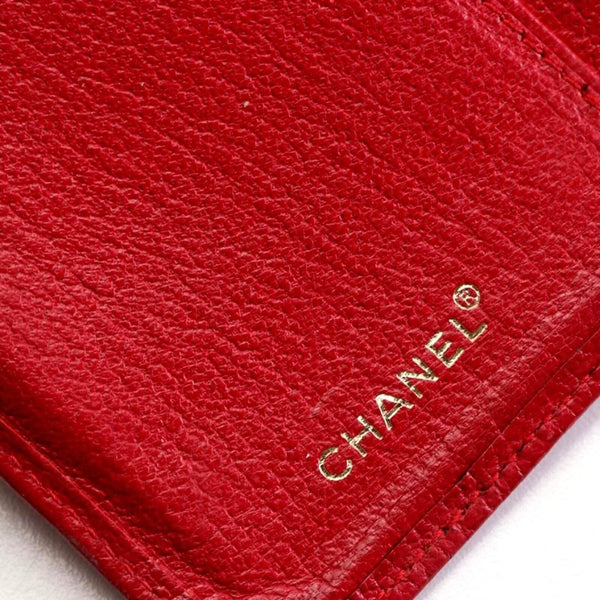 Authentic CHANEL Long Wallet in Red Grained Leather with Flap Close w/Chain (W WOC Pre-loved Chanel 